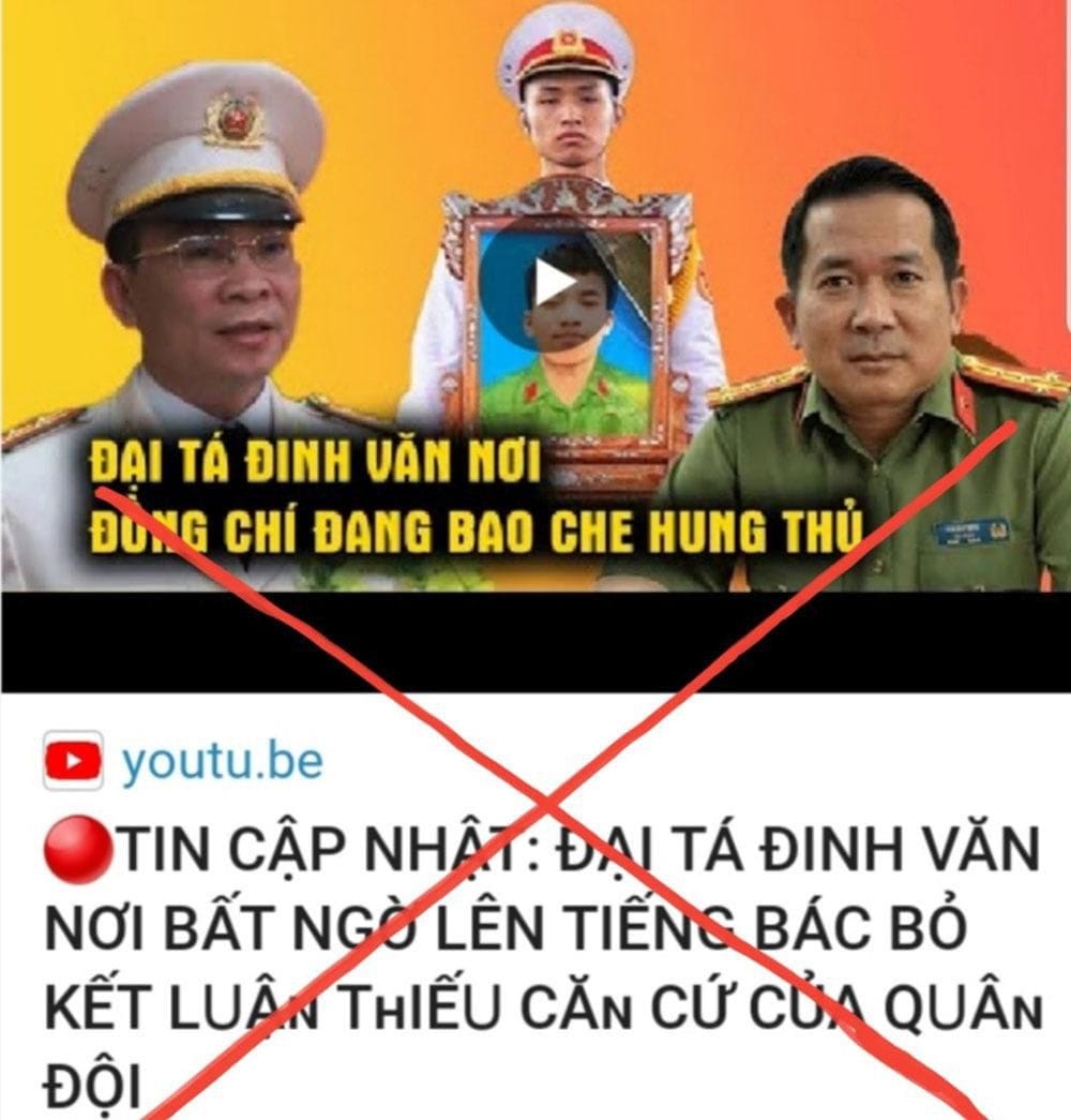 ĐẠI TÁ ĐINH VĂN NƠI BÁC THÔNG TIN BỊA ĐẶT TRÊN MẠNG XÃ HỘI